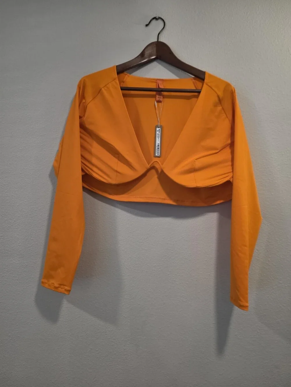 Skims Swim Long Sleeve Underwire Top in Orange -NWT